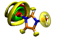 An intramolecular Spatial Distribution Function (SDF); The rotation of the side chains is visible.